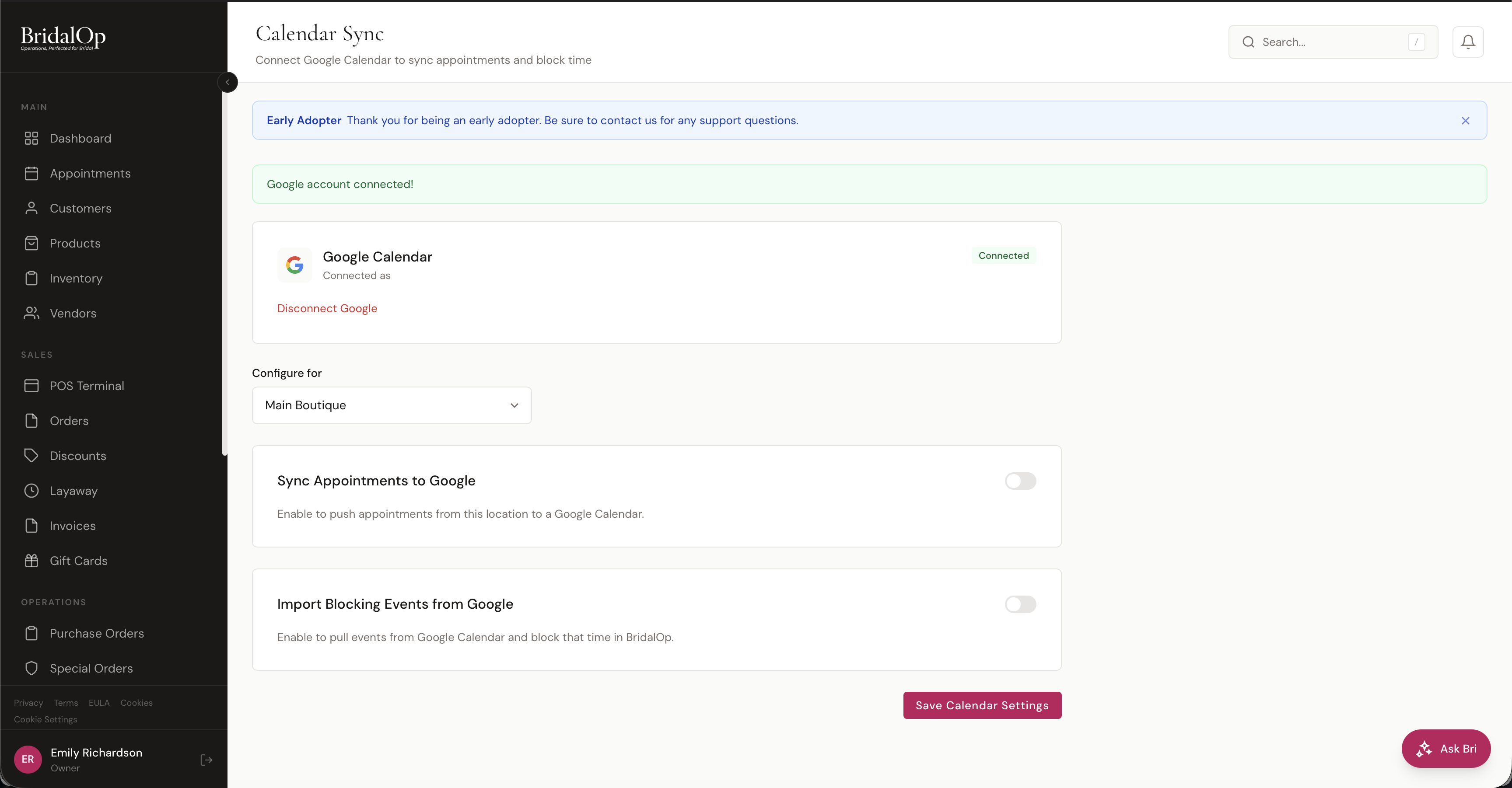 Calendar Sync — Connected