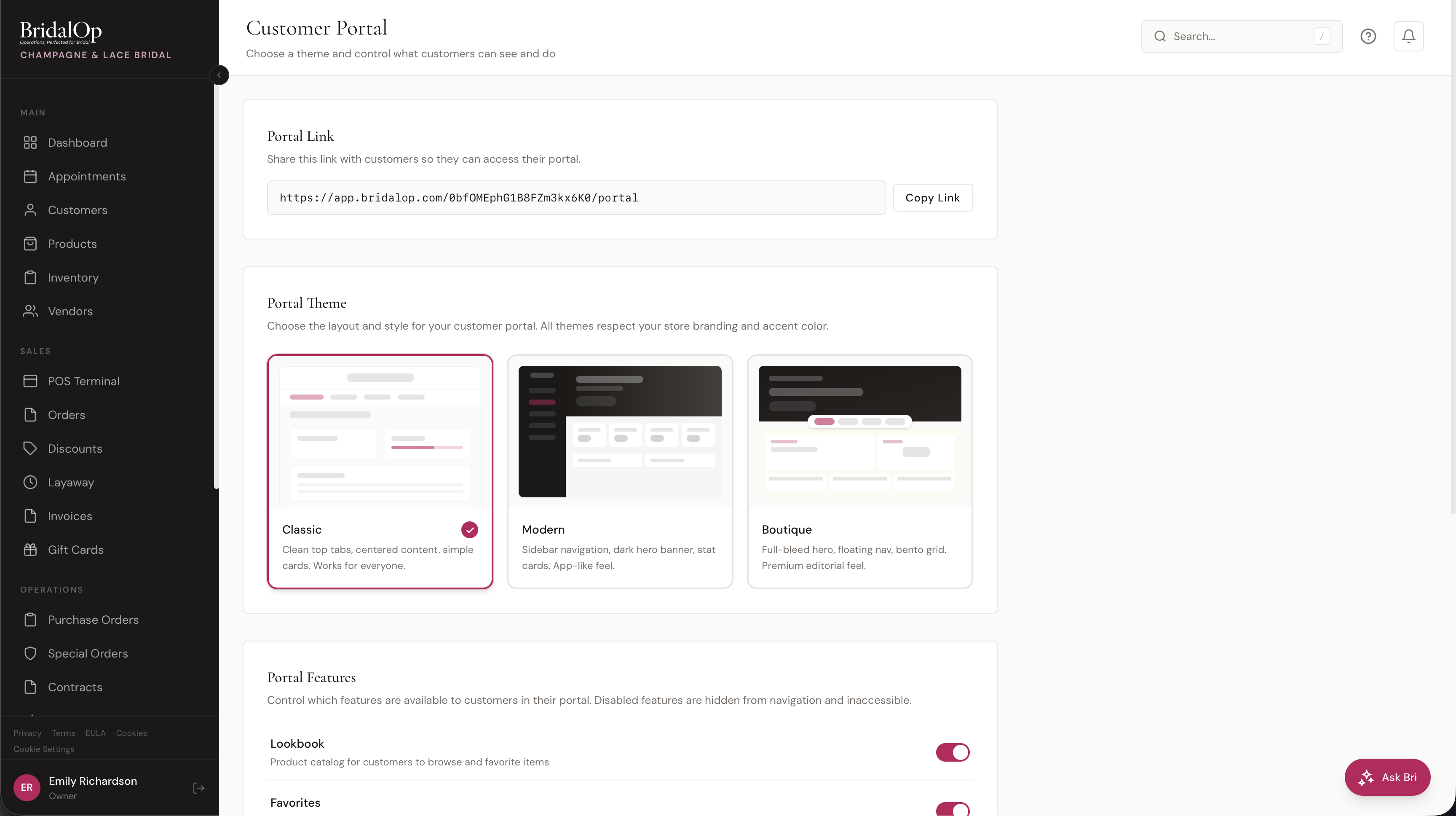 Customer Portal settings