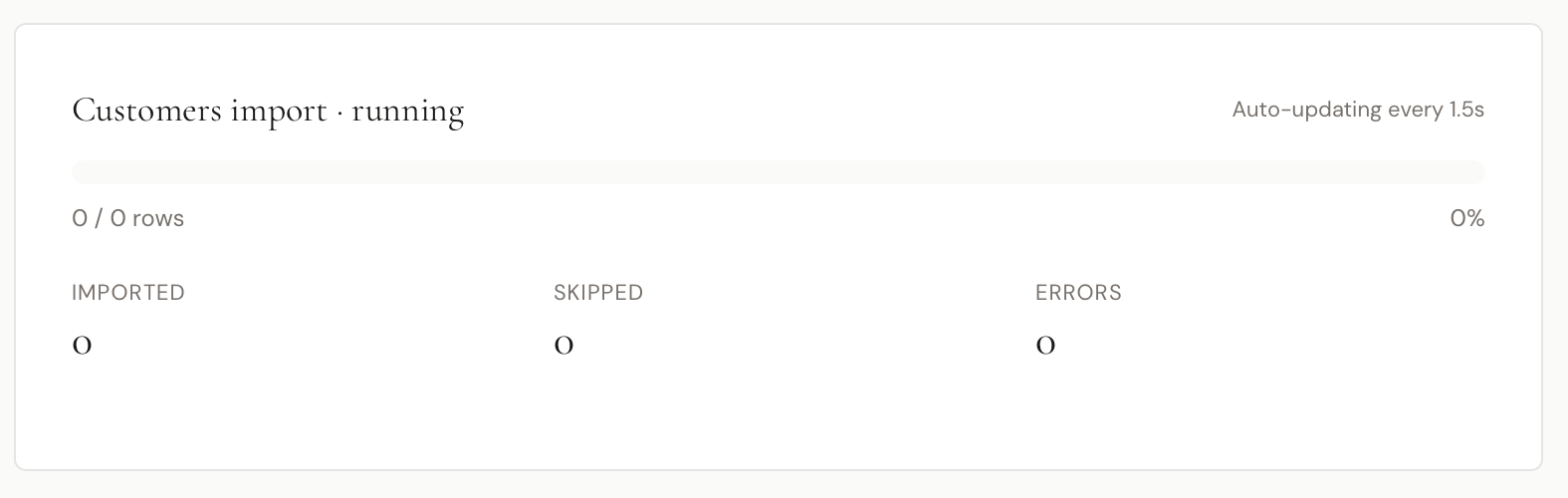 Import progress