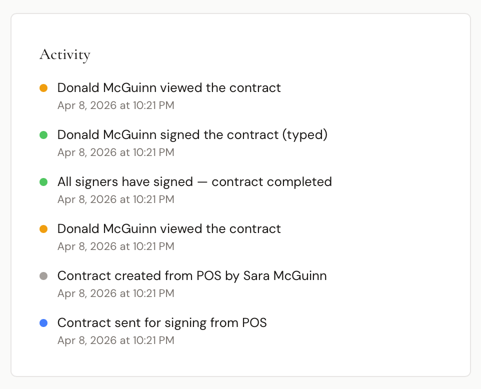 Activity log