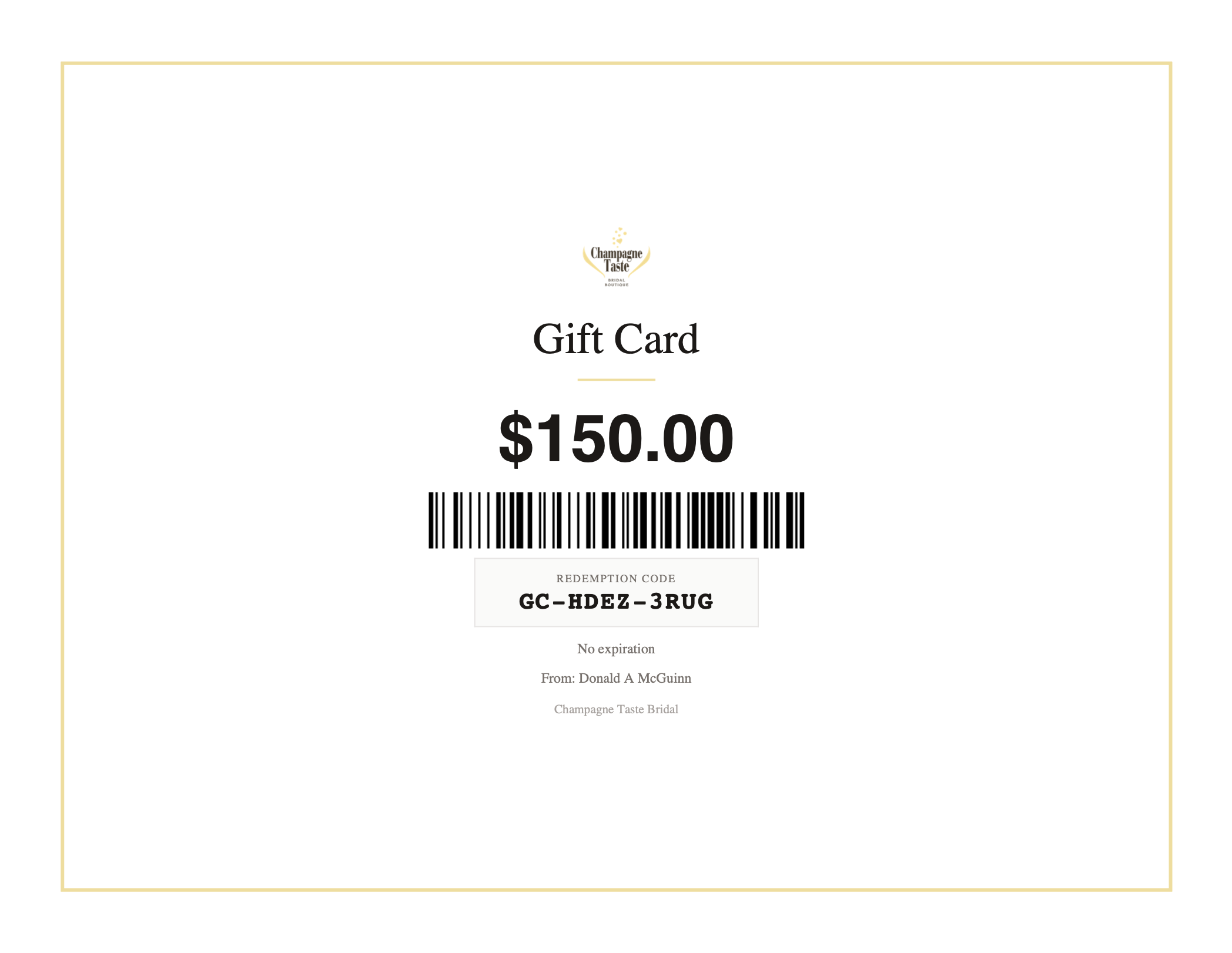 Gift card certificate