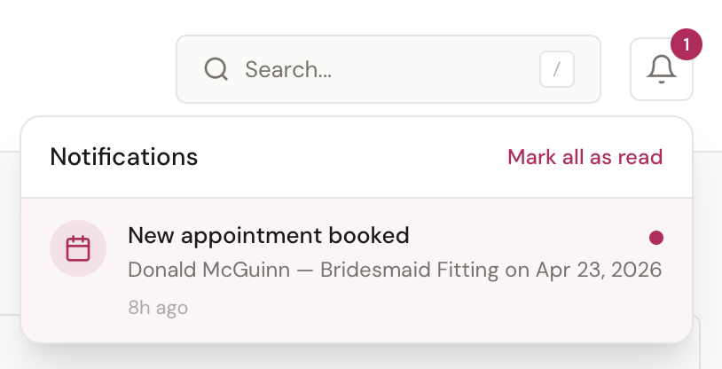 Notification dropdown