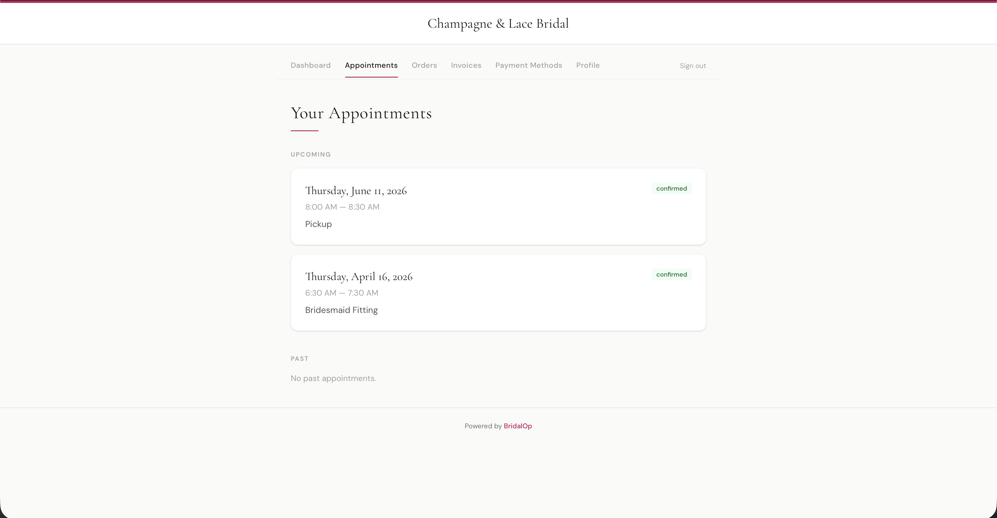 Appointments list