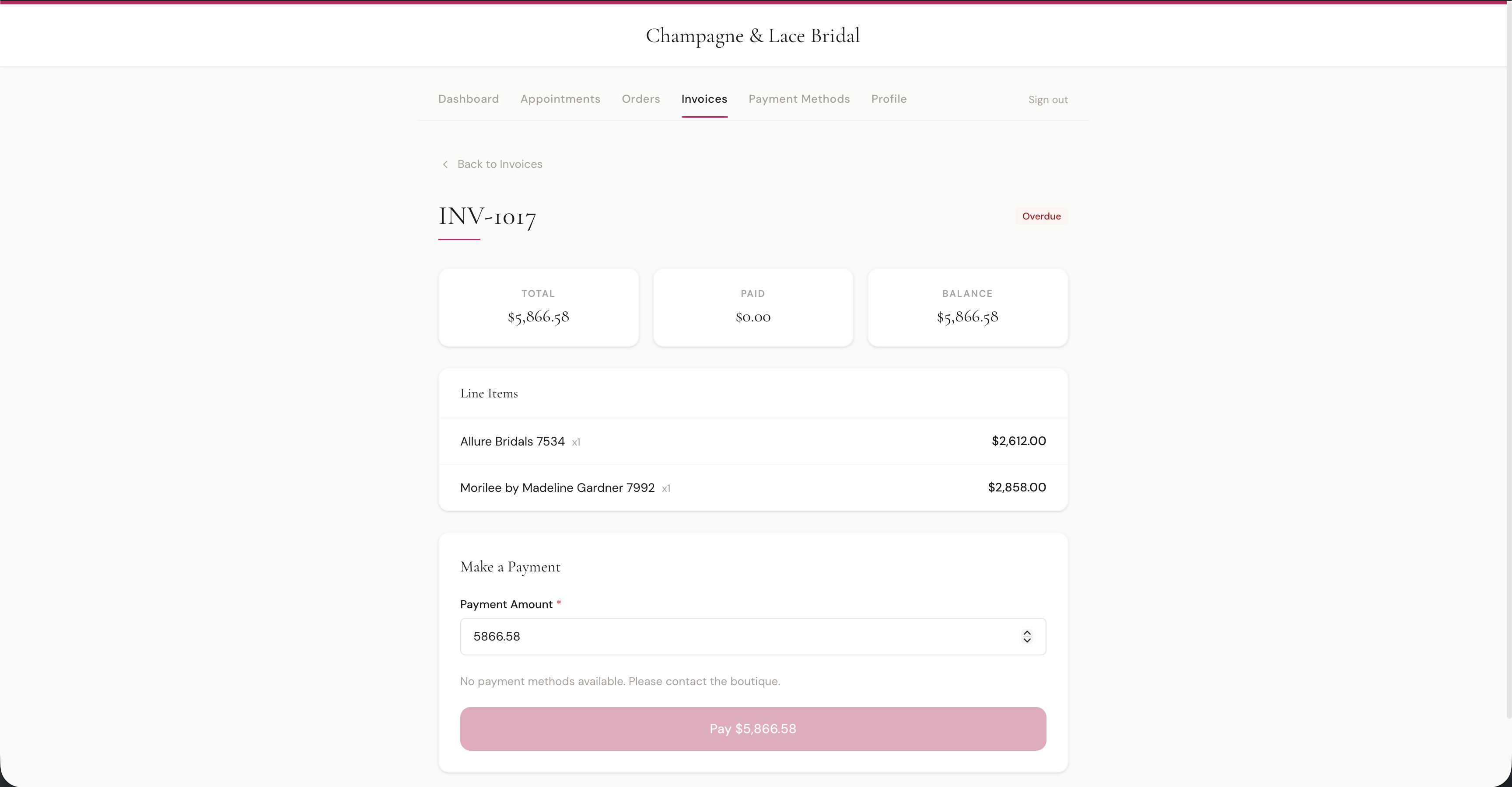 Invoice detail with payment