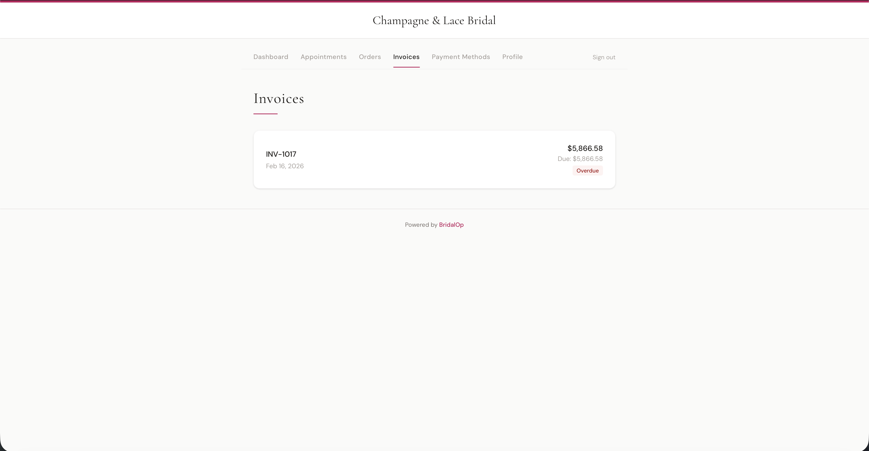 Invoices list