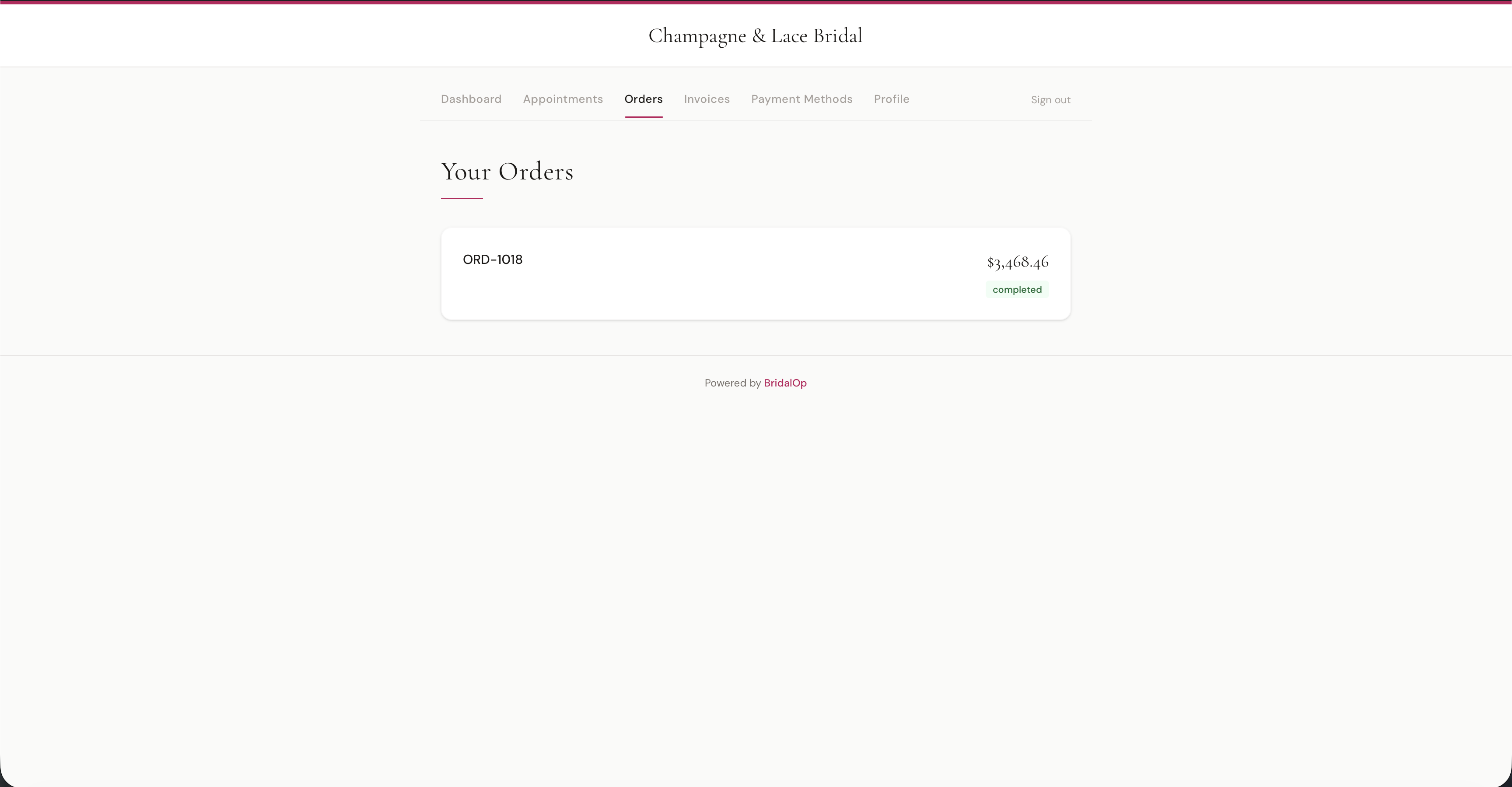 Orders list