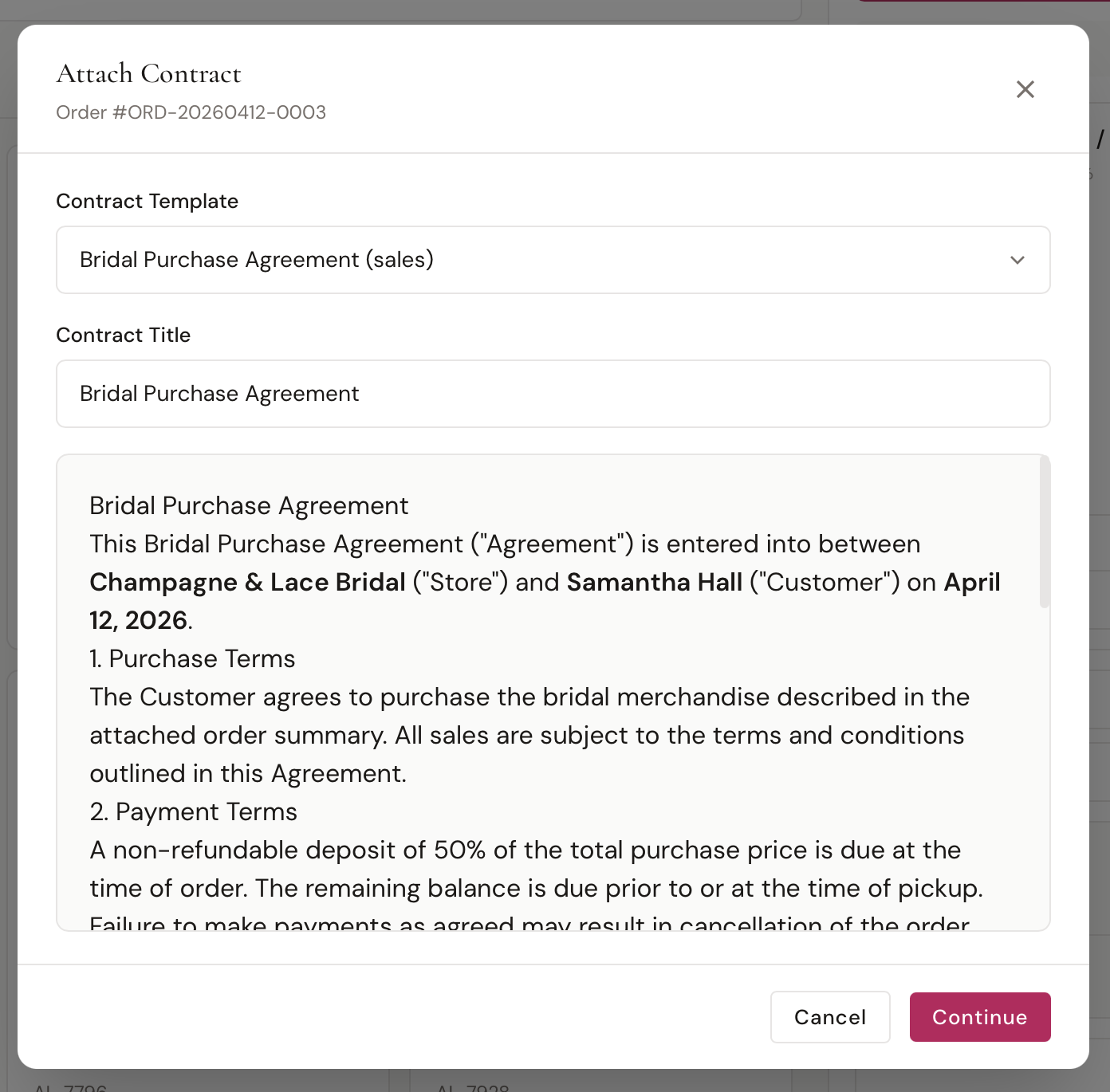 Attach contract