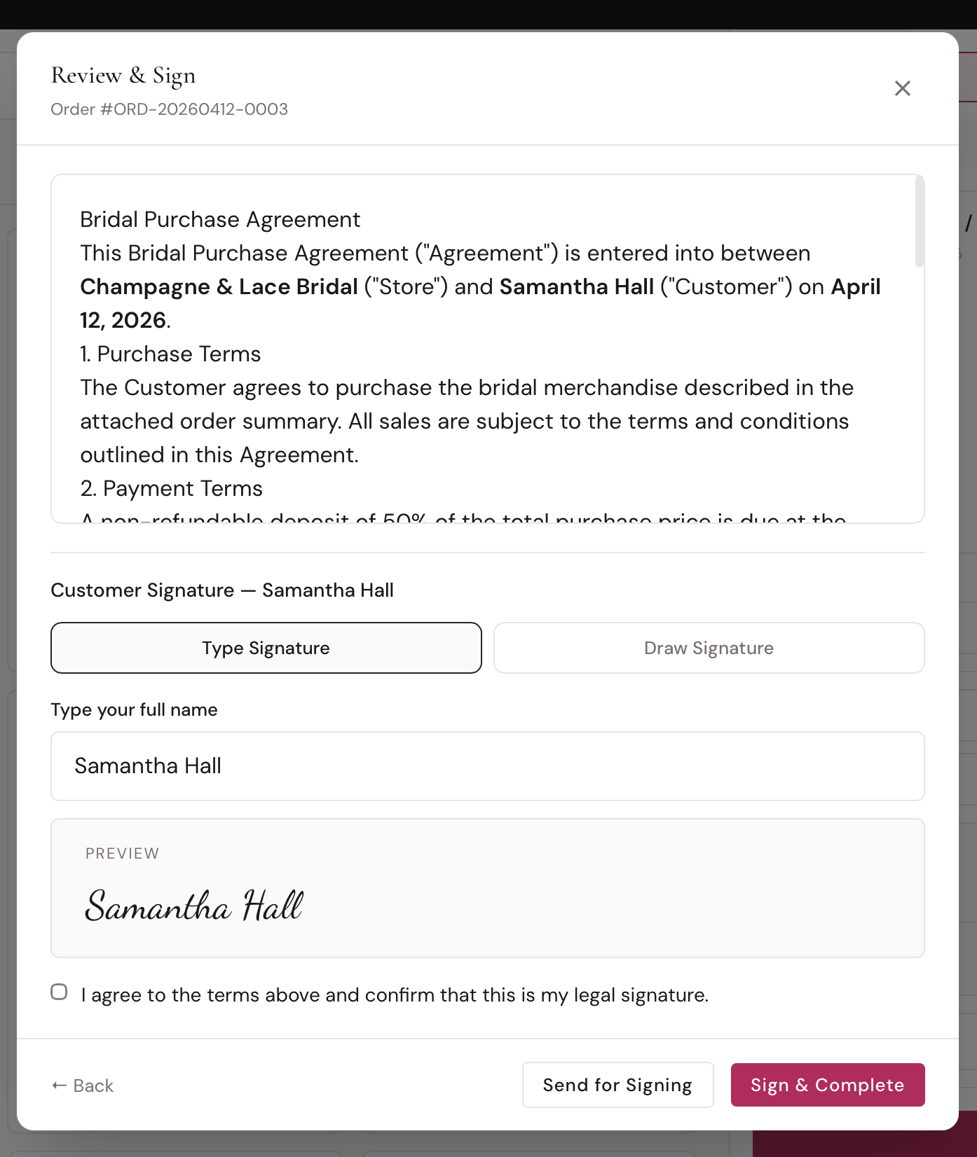 Review and sign contract
