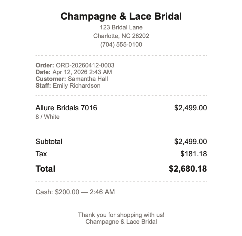 Printed receipt
