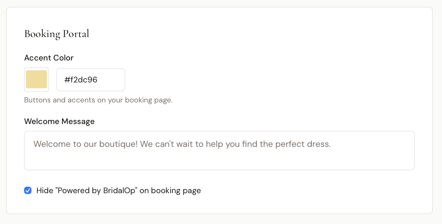 Booking Portal settings