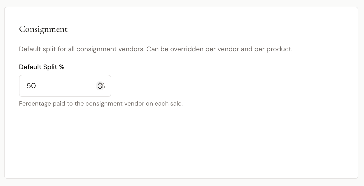 Consignment settings