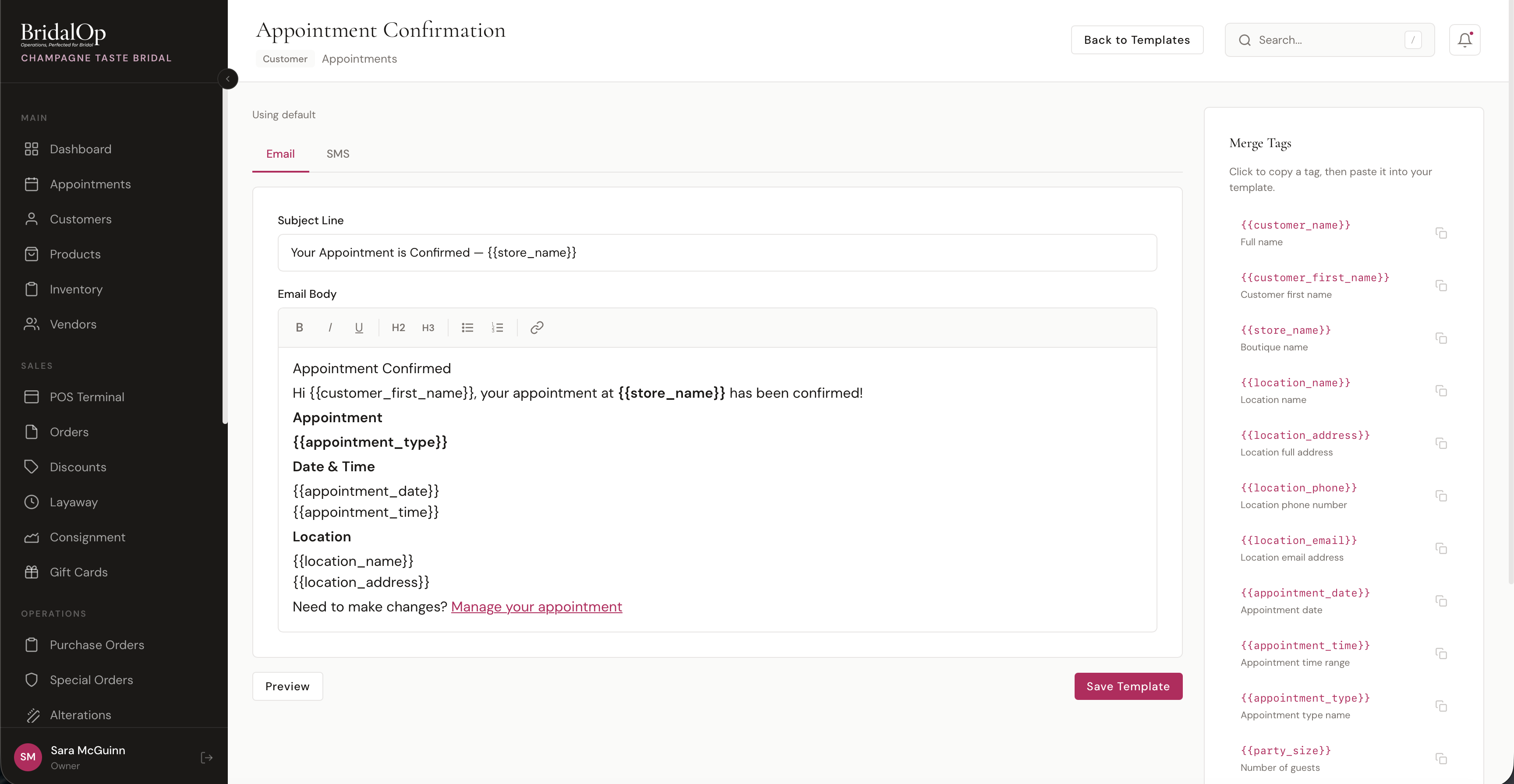 Email template editor